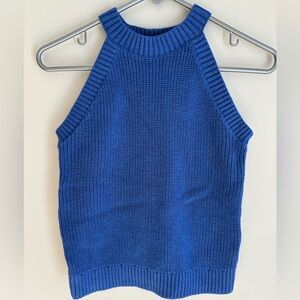 Blue Knit Sleeveless Top